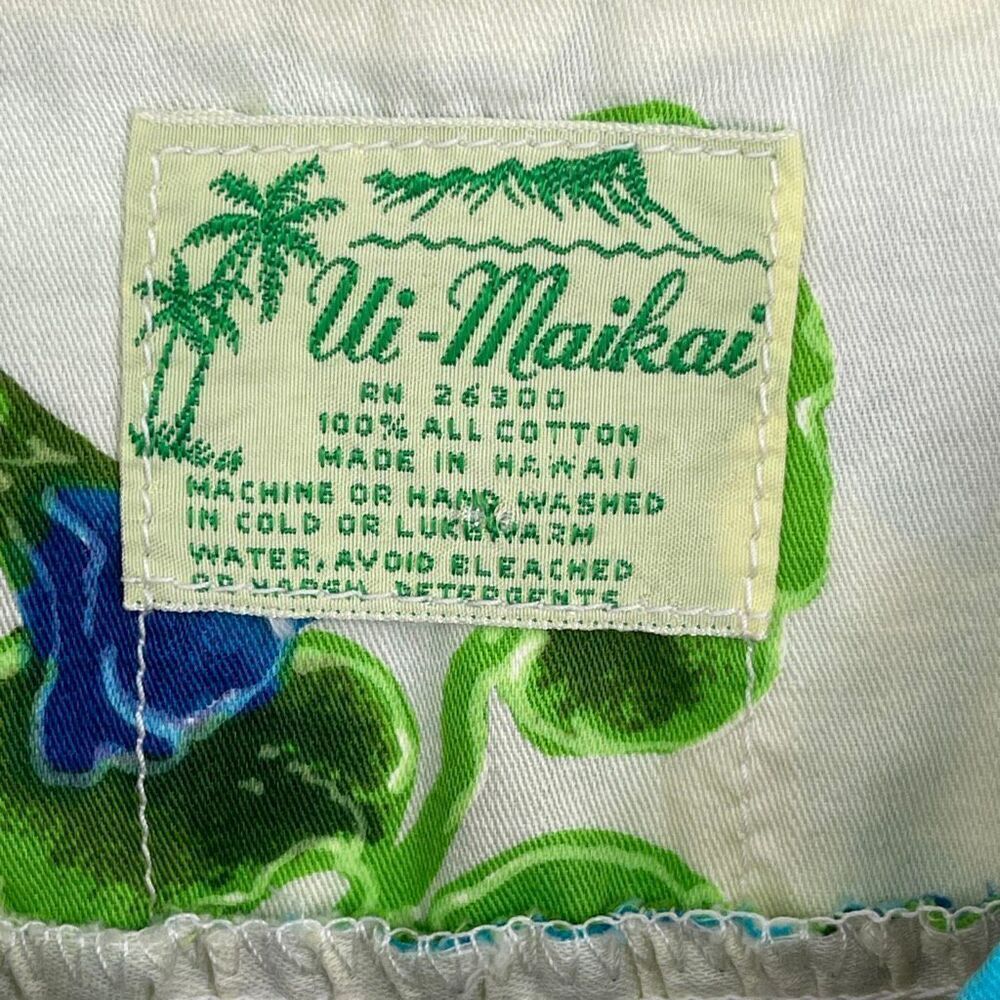 Vtg 60s Hawaii UI MAIKAI Hawaiian Floral Cotton Polynesian Party Caftan DRESS Sz - Picture 4 of 8